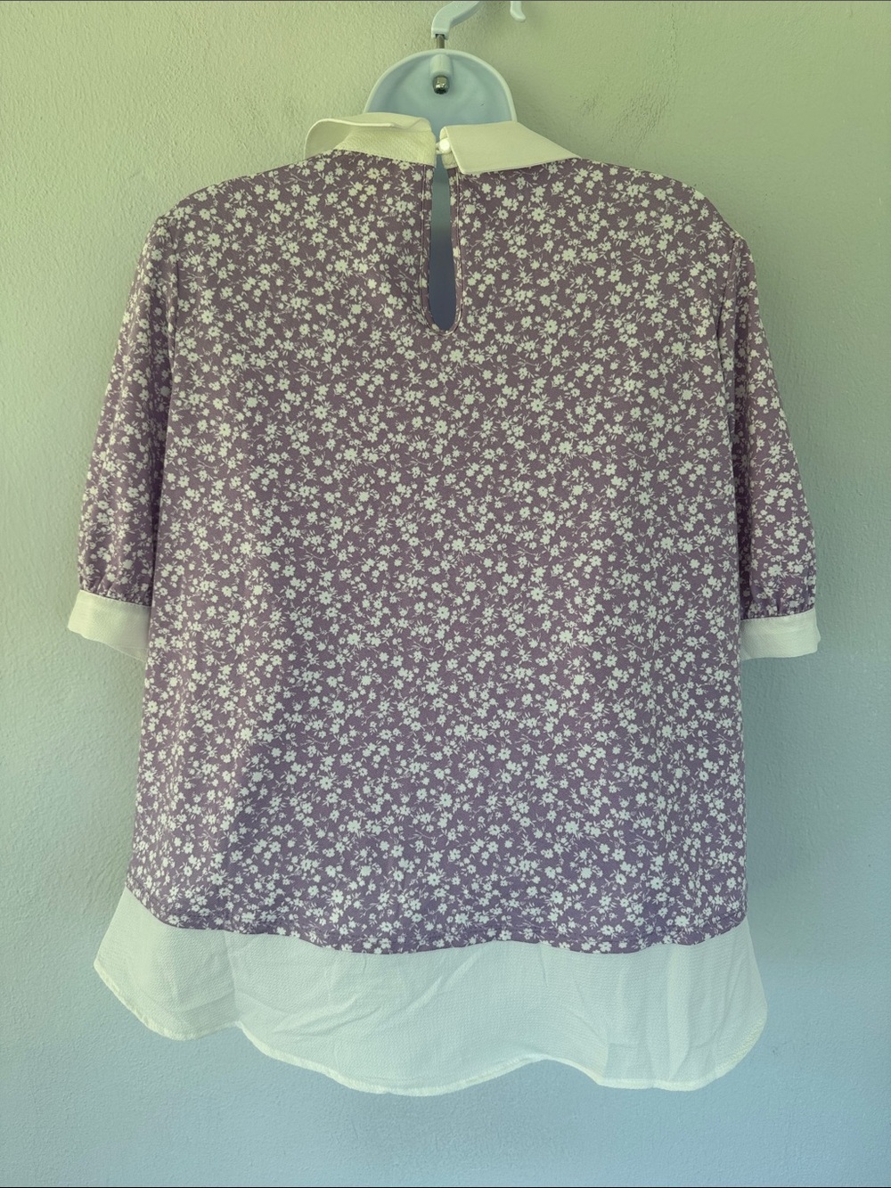 Faith & Joy light purple floral layered beaded collar blouse size large - Picture 8 of 10